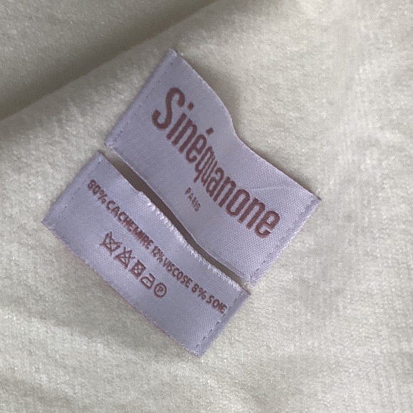 SINÉQUANONE PARIS CASHMERE VISCOSE SILK LARGE FRINGED OFF WHITE CREAM SCARF/WRAP - Picture 4 of 11